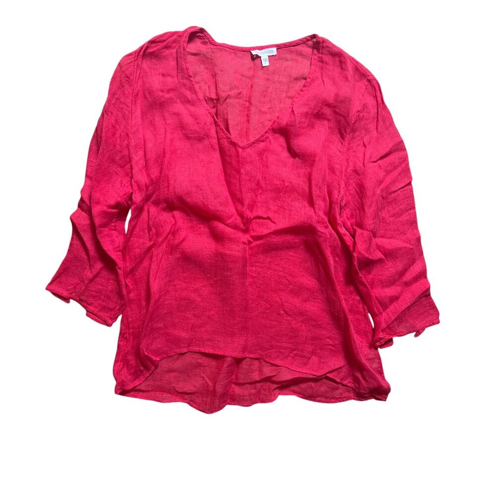 Eileen Fisher 100% Linen Lagen Look Gauzy Relaxed  Top Size M